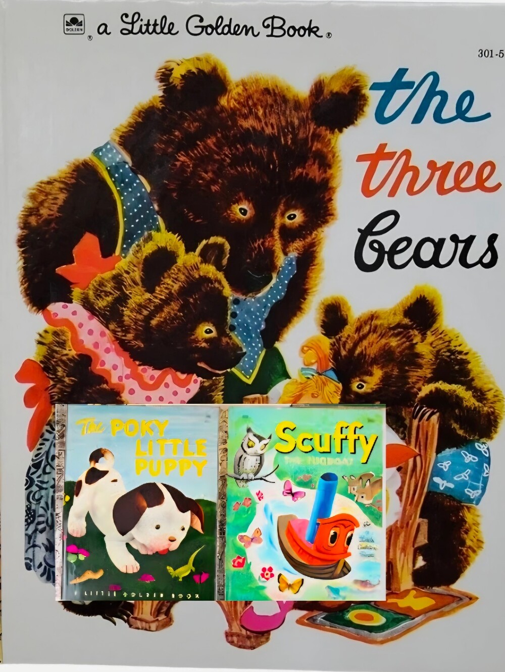 3 Pk LITTLE GOLDEN BOOKS POKY PUPPY THREE BEARS SCUFFY TUGBOAT NO SEPARATING